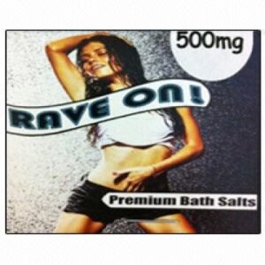Rave On Bath Salts with spa towels and candles for a relaxing setup